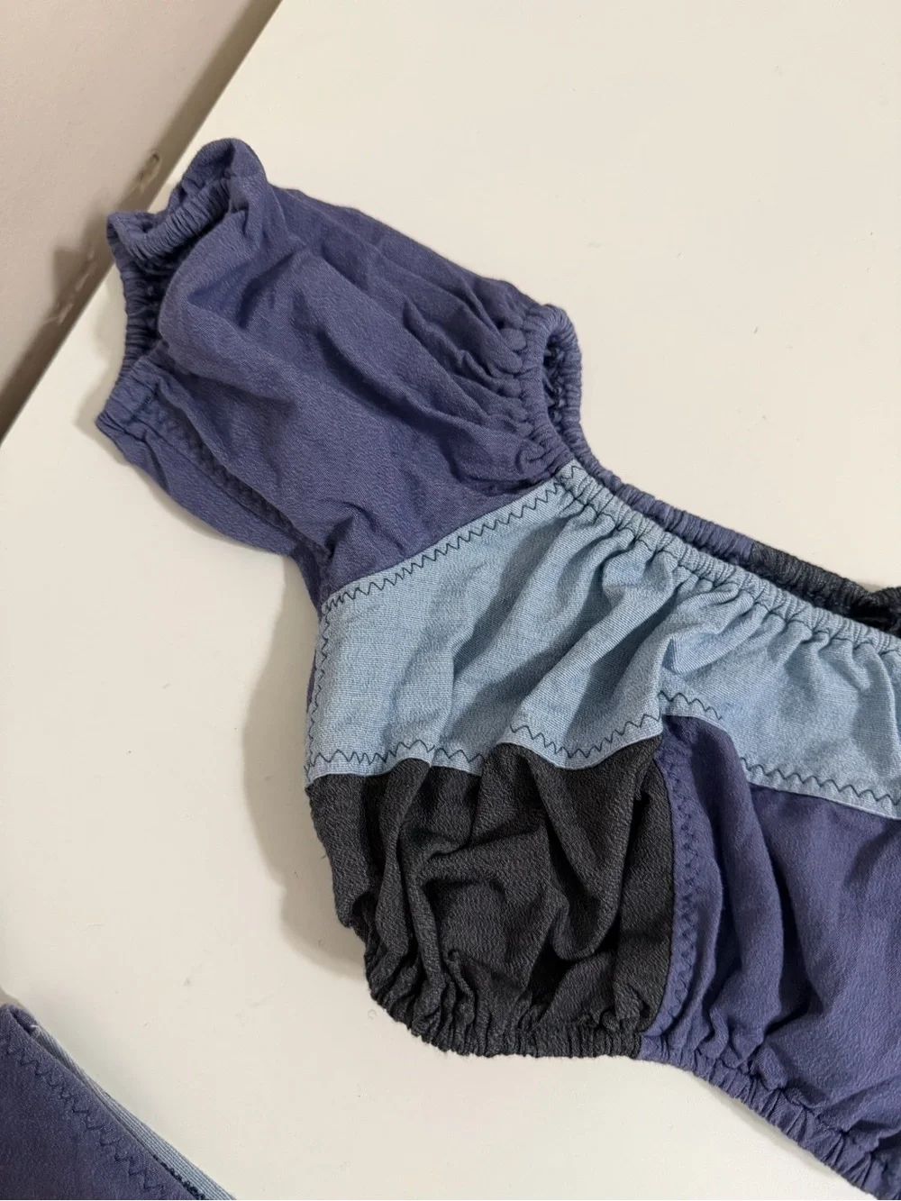Lisa Marie Fernandez Bikini Set Women's XS Off Shoulder Color Block Blue Gray - Picture 3 of 13